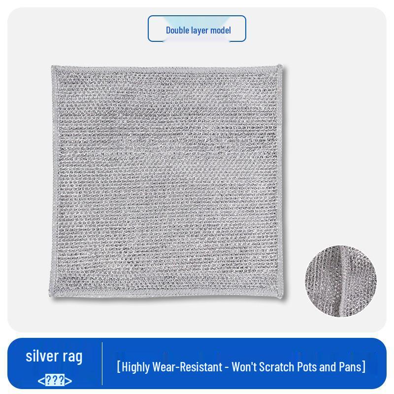 Двусторонняя салфетка для посуды из серебряной нити: Антипригарное масло, мочалка из стальной ваты для уборки кухни