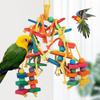 Wooden Parrot Toy Cotton Rope Parrot Supplies Durable Bird Hanging Swing Cage