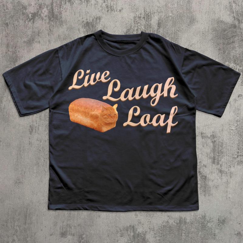 Живи, Смейся, Хлеб Забавный Любитель Кошек Футболка Странная Футболка Мужская и Женская Летняя Хлопковая Удобная Круглый Вырез Короткий Рукав