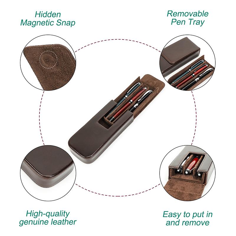 Чехол для ручек из натуральной кожи ручной работы, разноцветный, с 3 слотами, роскошный брендовый ящик для ручек, съемный лоток для ручек, защитный чехол для ручек