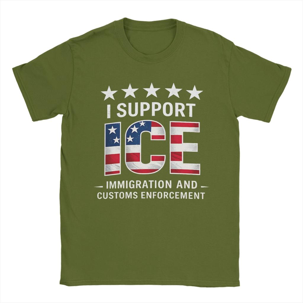 I Support Ice Immigration and Customs EnforceUnisext Patriot T Shirt Summer Cotton TShirts For Unisexs Hippie Custom DIY Tshirt
