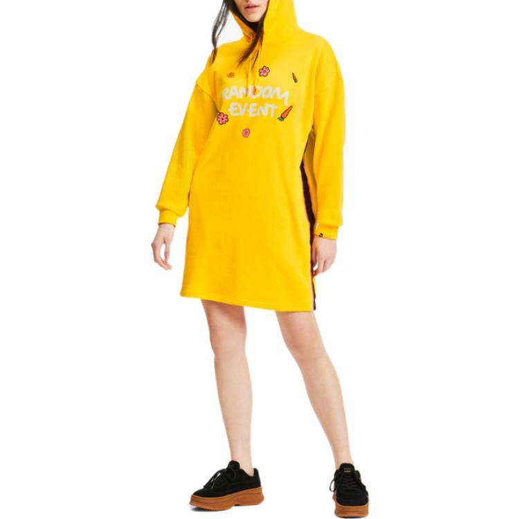 Puma X Randomevent Hooded Dress With Cartoon Pattern Women Dress Lemon-Yellow 59667085