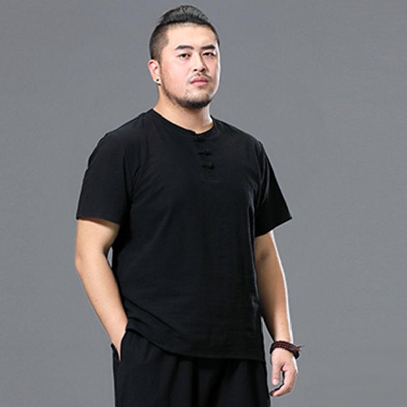 Летняя мужская футболка из искусственного хлопка и льна в китайском стиле, свободная мужская футболка с короткими рукавами большого размера, свободная мужская футболка в стиле ретро с имитацией льна