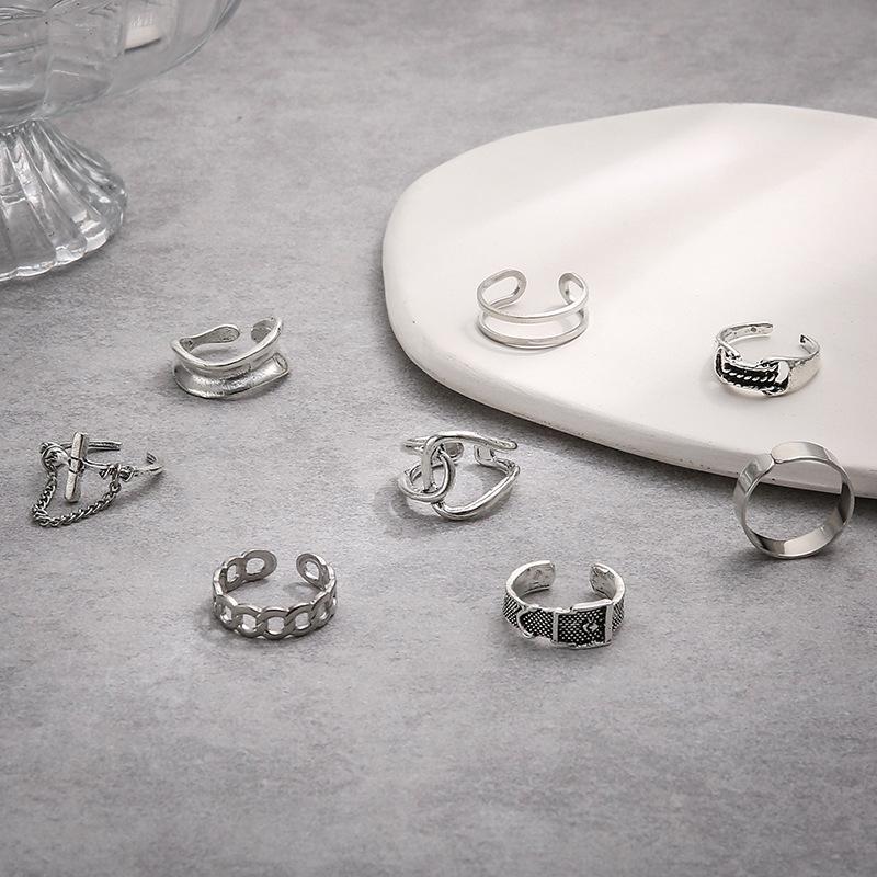 Винтажное посеребренное кольцо с крестом для женщин, готический, панк, стимпанк, плачущее лицо, наборы колец с бабочкой и лягушкой, вечерние модные украшения