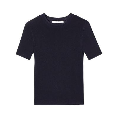 LANCY Триацетатный трикотажный топ с круглым вырезом и короткими рукавами