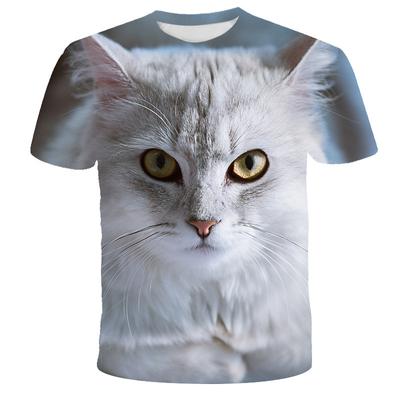 Животное Кот 3D Цифровая Печать Футболка с Коротким Рукавом Повседневная Свободная для Мужчин Женщин