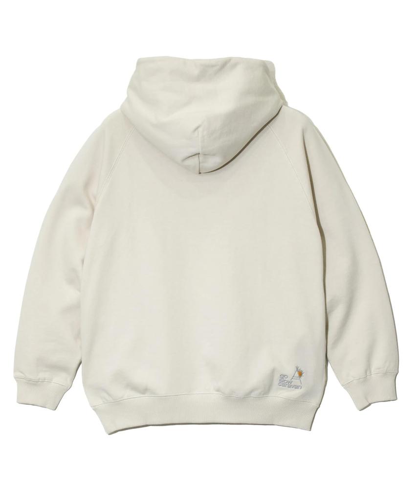 [go slow caravan] 332607 Okomi Yakikuma Pullover Hoodie, Air-Spun Yarn Fleece, Ivory, Size S