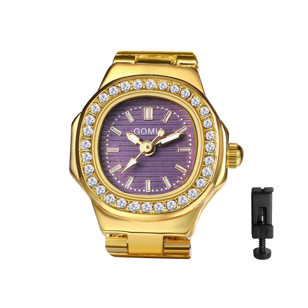 Кольцо Часы Женские Свободный Размер Кольцо Часы Часы Аналоговые Милые Водонепроницаемые Блестки Женские Модные Кольца Золото Девушка День Рождения Рождество