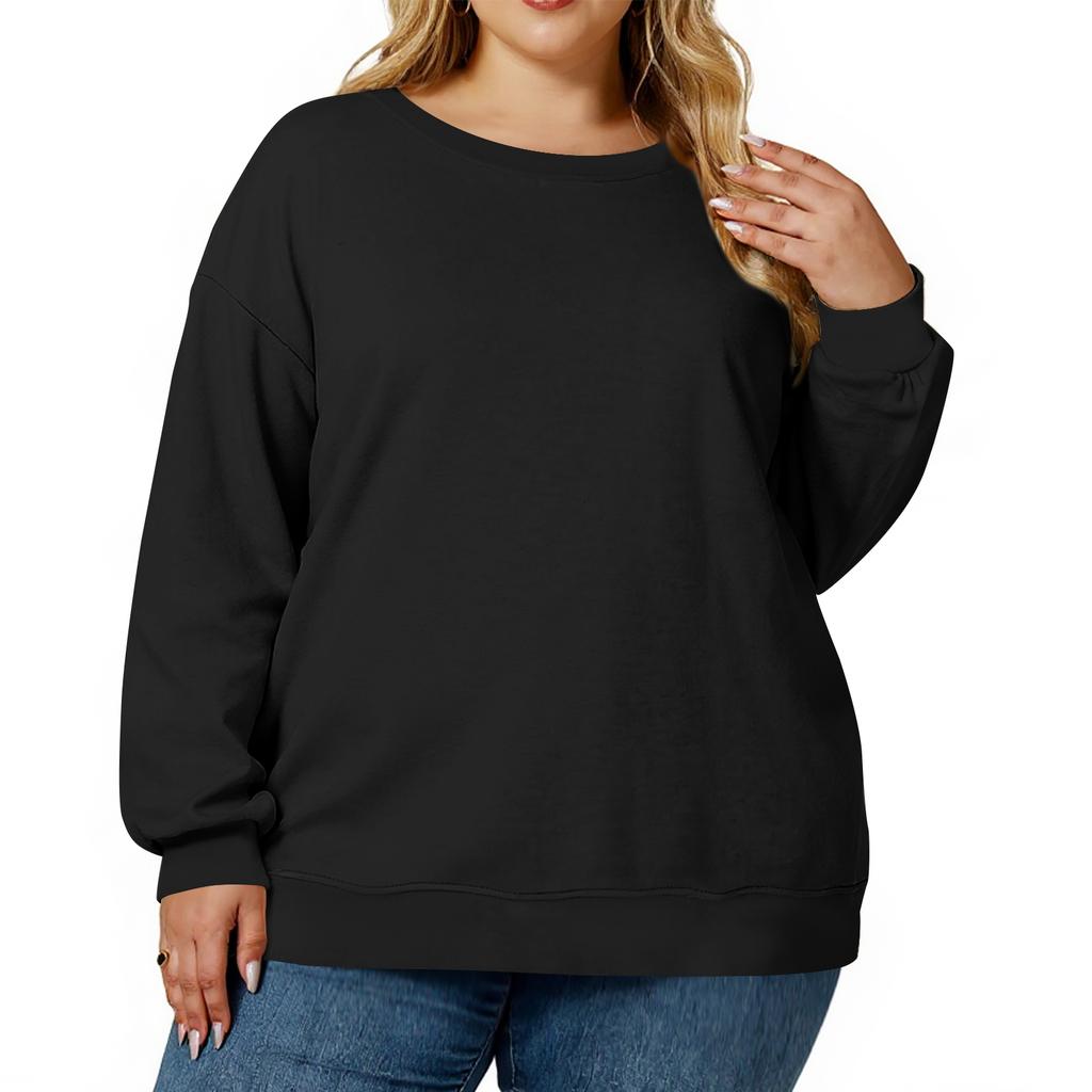 Plus Size Sweatshirt For  Women Oversized Crewneck Long Sleeve Pullover Tops
