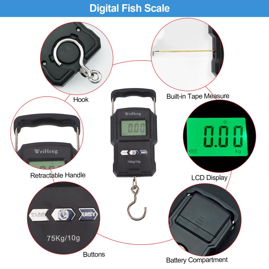 Fishing Tool Kit Fishing Hook Remover Tool Fish Lip Gripper Digital Fish Scale Fishing Pliers with