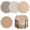 8PCS/Set Cotton Rope Woven Coaster with Holder Table Insulating Mat for Cup Bowl Resistant Coffee Shop Desktop Protection Pad