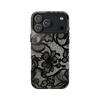 Роскошный Черно-белый Кружевной Чехол-накладка Clmj 'Лебедь' для iPhone 17 16 15 14 13 12 11 X XS XR Air Pro Max Plus Двухслойная Задняя Крышка