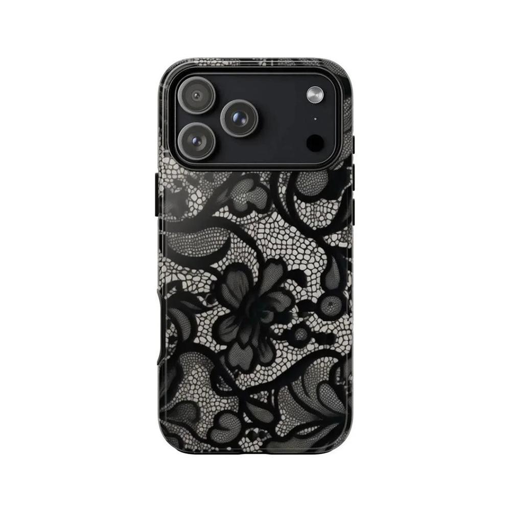 Роскошный Черно-белый Кружевной Чехол-накладка Clmj 'Лебедь' для iPhone 17 16 15 14 13 12 11 X XS XR Air Pro Max Plus Двухслойная Задняя Крышка