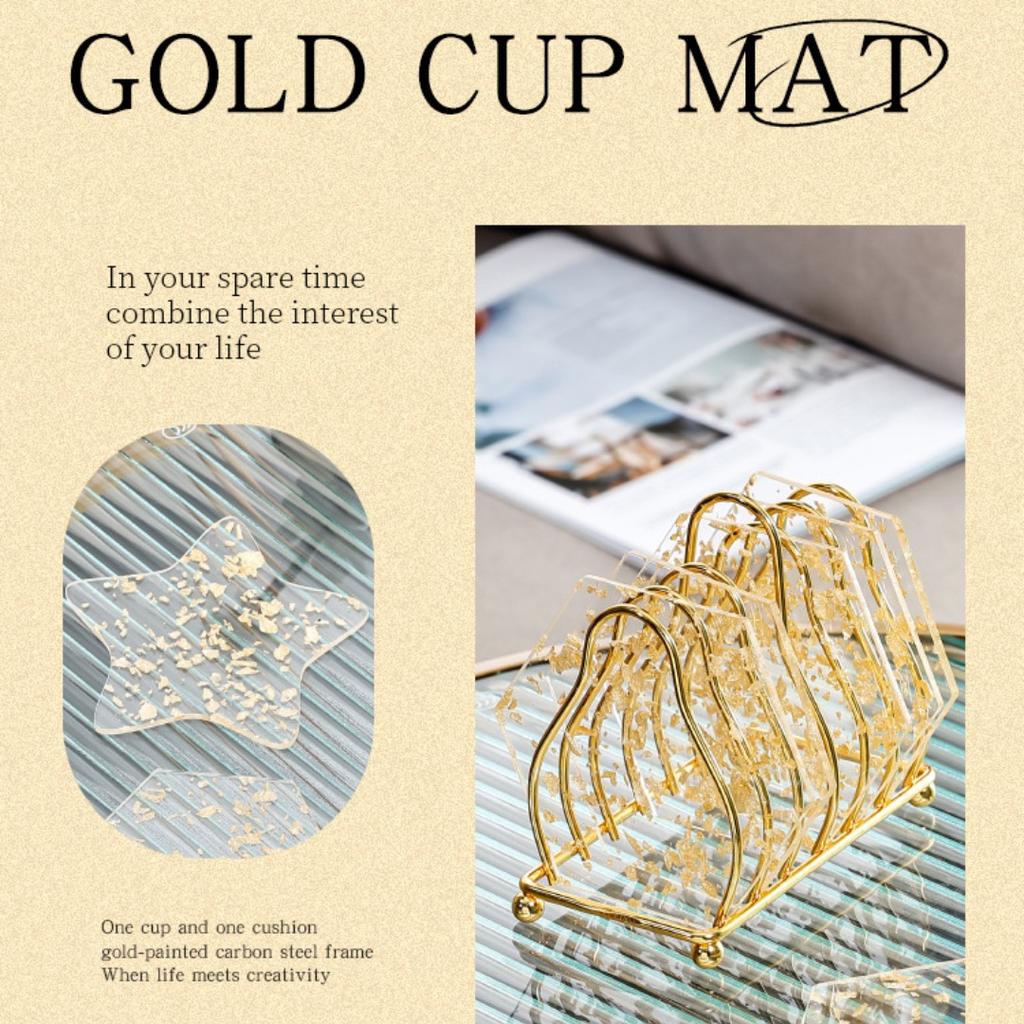 Акриловая подставка из золотой фольги, теплоизоляционный настольный коврик, противоскользящий держатель для чашки, кружка для молока, кофейная чашка, коврики для кухонного стола, декоративные
