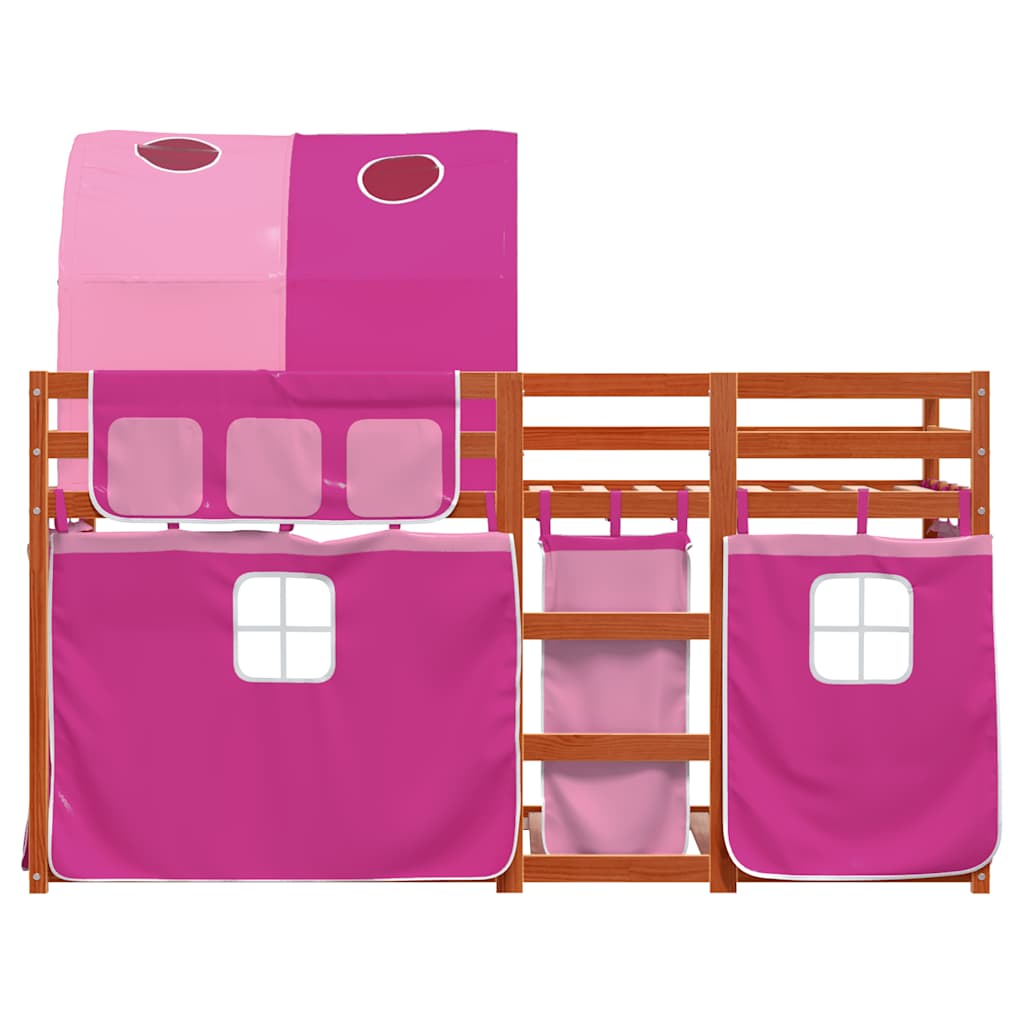 Bunk Bed with Curtains Pink 90 x 190 cm Solid Pine Wood