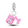 925 Silver Pink Ballet Shoes Ballet Set Charms Fit Original Charm Bead Pendent Dangle Bracelet DIY Women Jewelry Gift