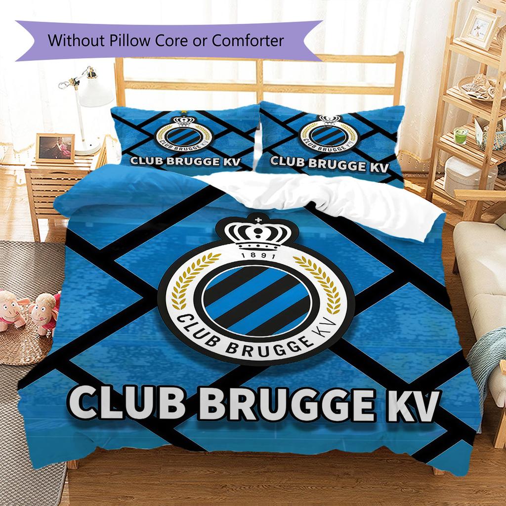 Club Brugge KV Pattern Bedding,Quilt Set Quilt Cover Pillowcase Home Birthday Gift(1 * duvet cover + 2 * pillowcase, without core)