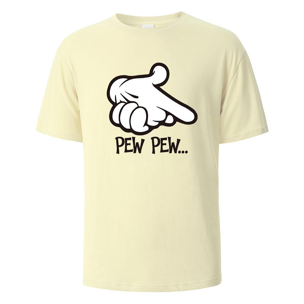 Pew Pew Print TShirt 100 Cotton Summer Tees For Men Women Oversize Casual Tops