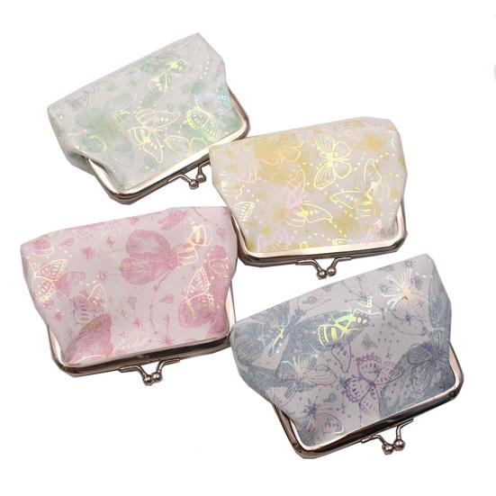 Butterfly Print Coin Purse, Women Small Change Purse, Gradient Butterfly Kiss Lock Closure Pouch for Coins Cards Cash