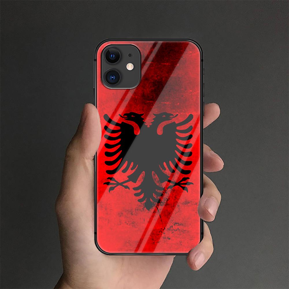 Чехол для телефона из закаленного стекла с флагом Албании для iPhone Samsung Galaxy Redmi Xiaomi Note S A 16 15 14 13 12 11 21 22 23 53 54 Pro Plus Ultra Силиконовая крышка