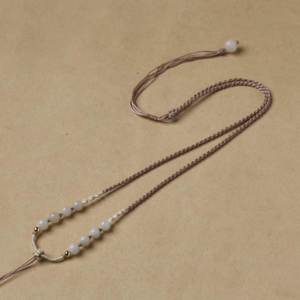 Изысканно плетёное вручную ожерелье-подвеска из нефрита Хэтянь