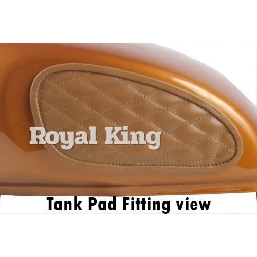 Premium "Quilted Brown Leather Tank Pads" Fit for Royal Enfield Interceptor 650