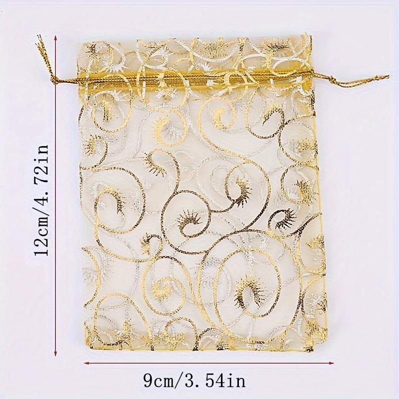 100 шт. Золотые сетчатые мешочки на шнурке для подарков, мешочки для конфет, косметики, ювелирных изделий, дорожные принадлежности, товары для вечеринок