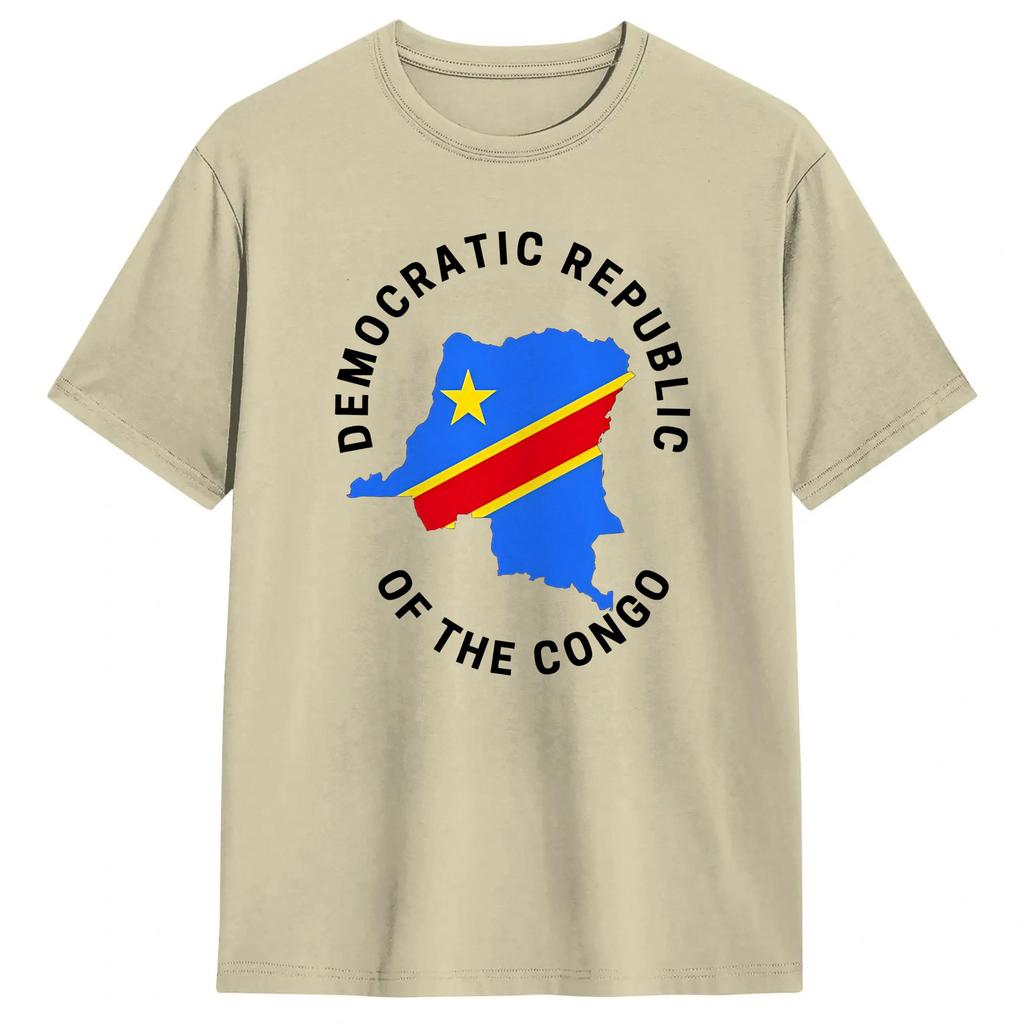 Congo Flag T Shirts for Unisex Pure Cotton Novelty TShirts Crew Neck Tee Shirt Short Sleeve Tops Summer