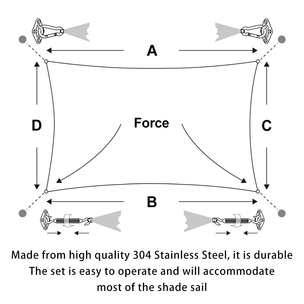 Нержавеющая сталь Тент от солнца Теневой парус Навес Крепежные фитинги Аксессуар Безопасность Солнцезащитный навес Крепежные фитинги Комплект для ремонта тента
