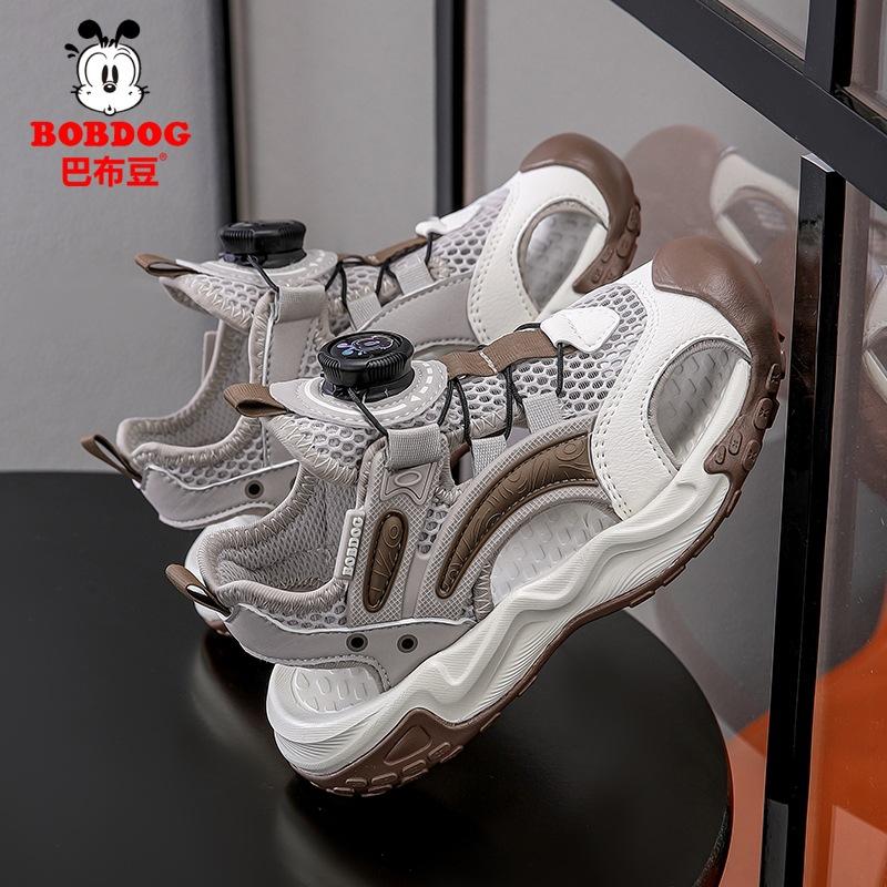 Babudou children's shoes, boys' closed-toe sandals, new summer style, non-slip, anti-kick, children's beach shoes with rotating buckle