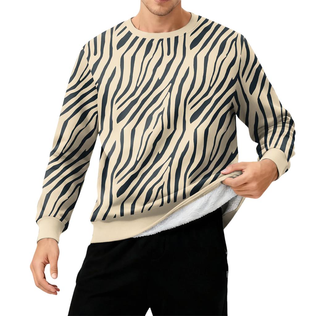 Мужской свитшот с круглым вырезом, на флисовой подкладке, плотный, однотонный