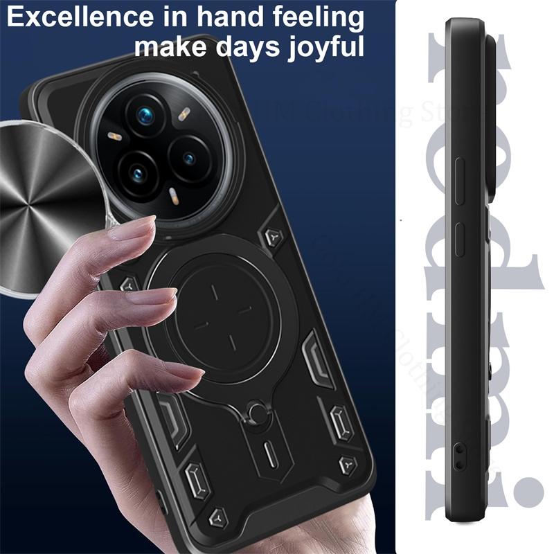 Кольцо для пальца, магнитный держатель, защитный чехол с раздвижным окном для Oppo Realme 14 Pro Plus, защитный чехол с подставкой для Realme 13 12 11 Pro Plus