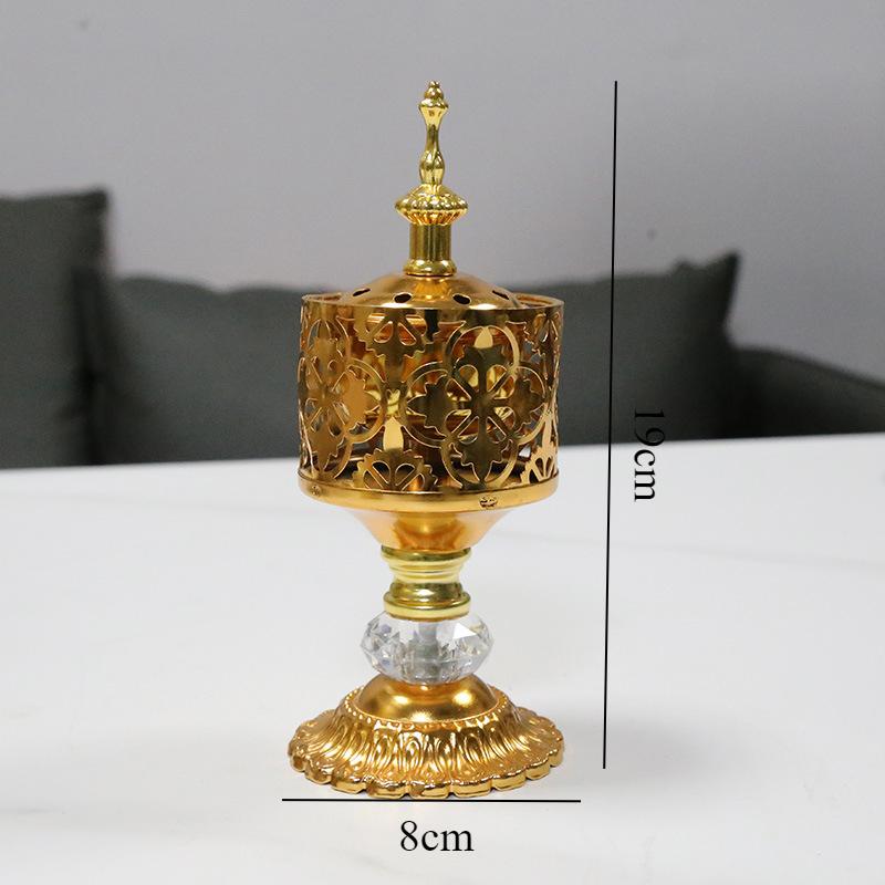 Творческая золотая полая металлическая курильница для благовоний в ближневосточном арабском стиле, настольная курильница, без индивидуальной доставки благовоний