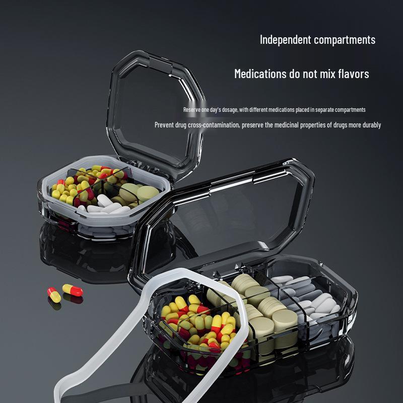 Compact Moisture-Proof Travel Pill Organizer: Sealed Silicone, Weekly Compartments for Tablets & Capsules