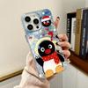 Cute Penguin Water Corrugated Hard Shell Applicable To Apple 16 Mobile Phone Case IPhone 15 Protective Case 14 13 Large Hole Model