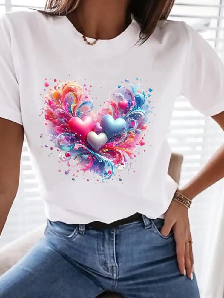 (Asian Size) Clothing T Shirt Tee Top Women Fashion Female Woman Print Sweet Trend 90s Beach Short Sleeve Graphic T-shirts