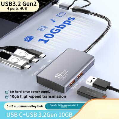 10G USB 3.2 Gen2 Type-C Hub 5-в-1 высокоскоростная док-станция для расширения ноутбука ПК