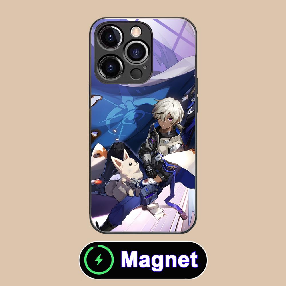 HSR Yanqing Стеклянный чехол MagSafe для мобильного телефона iPhone 17 16 15 14 13 12 11 Air Pro Max Plus Mini Разноцветный чехол