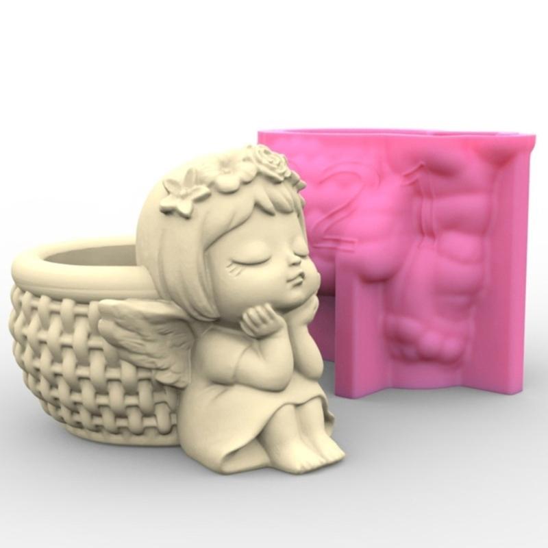 Набор из 4 форм для кашпо, формы для цветочных горшков, силиконовая форма в форме девочки для бетона, материалы для ручной работы для изготовления цветочных горшков своими руками