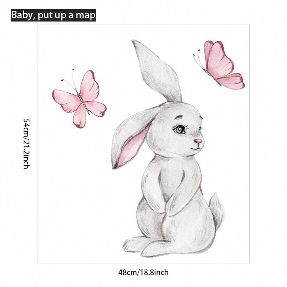 Cute Rabbit Butterfly Nursery Wall Stickers Waterproof Vinyl Self Adhesive Removable Wallpaper For Boys Girls Bedroom