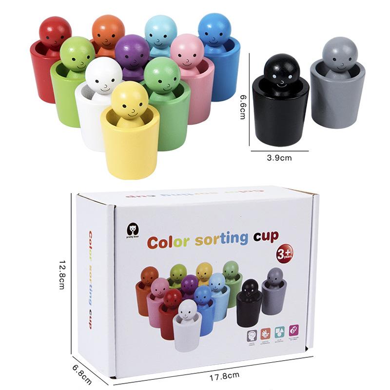 Montessori Wooden Toy Color Cognitive Classification Cups Matching Sorting Training Early Education Learning Educational Toys
