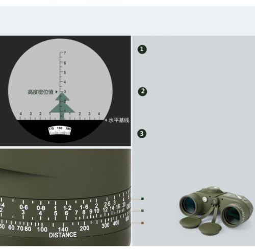 Высокое качество 10x50 водонепроницаемый темно-синий телескоп противотуманный бинокль Hd с дальномером, компасом, сеткой, осветителем