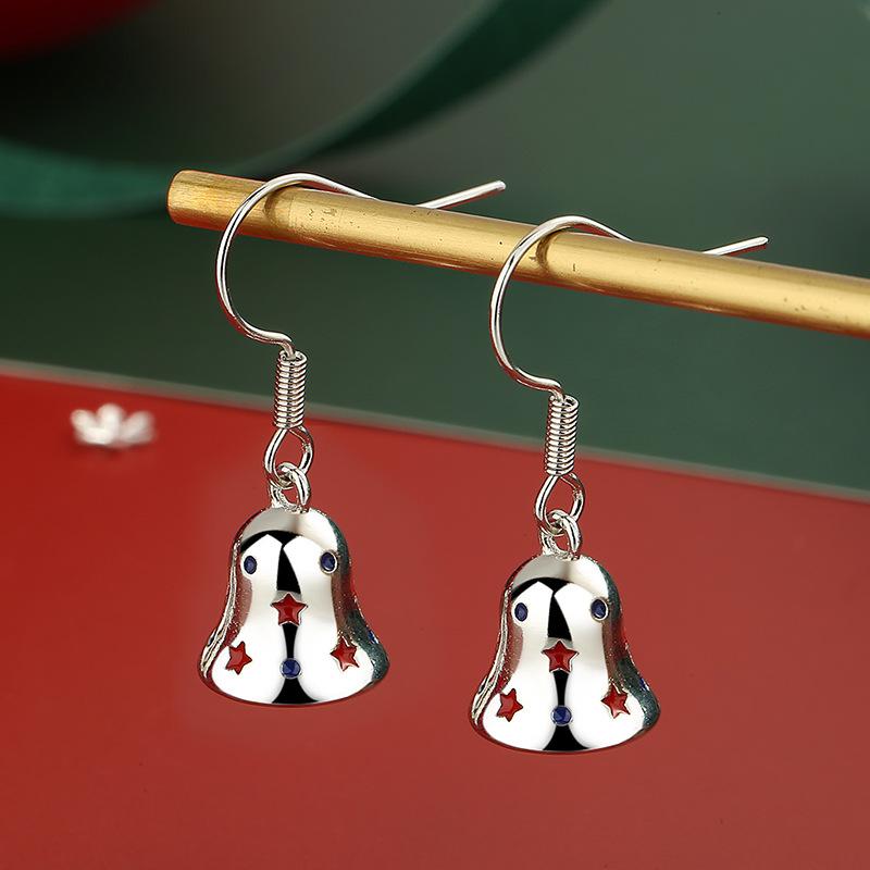 Рождественская серия Лось Снежинки и Оленьи рога Свежий Красный Милый Темперамент Серьги