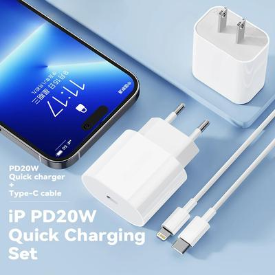 Быстрое зарядное устройство Apple USB C мощностью 20 Вт для iPhone 14 13 12 11 Pro XR XS Max 7 8 Plus iPad Air Charger PD Lightning Cable для быстрой зарядки