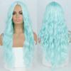 MISS WIG Женские красивые длинные волнистые волосы без челки, синий длинный волнистый парик из синтетического волокна для женщин