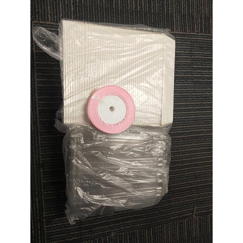 50 шт. Квадратные бумажные коробки Одноразовые контейнеры для еды с лентой для шоколада, печенья, торта, десертов