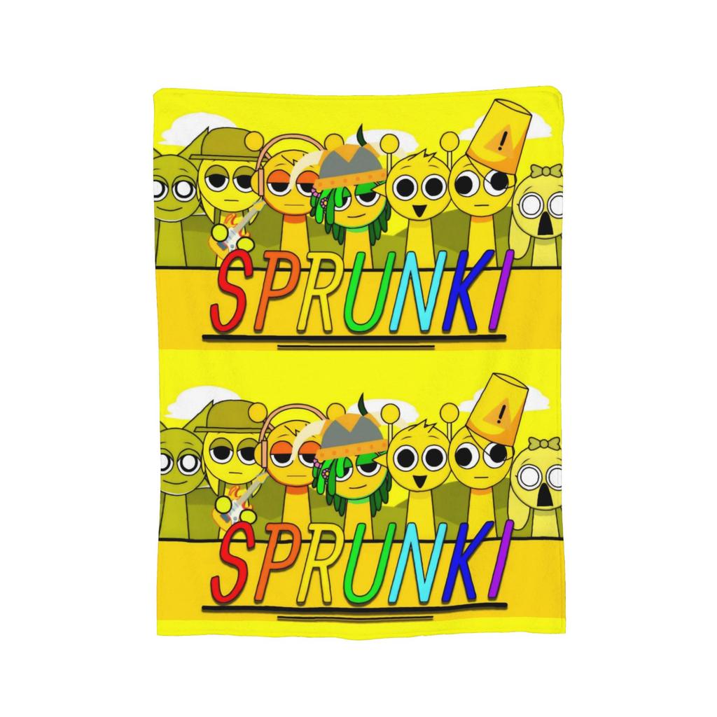 Sprunki Beats Horror Music Box Flannel Throw Blankets Blankets for Bed Office Lightweight Quilt,