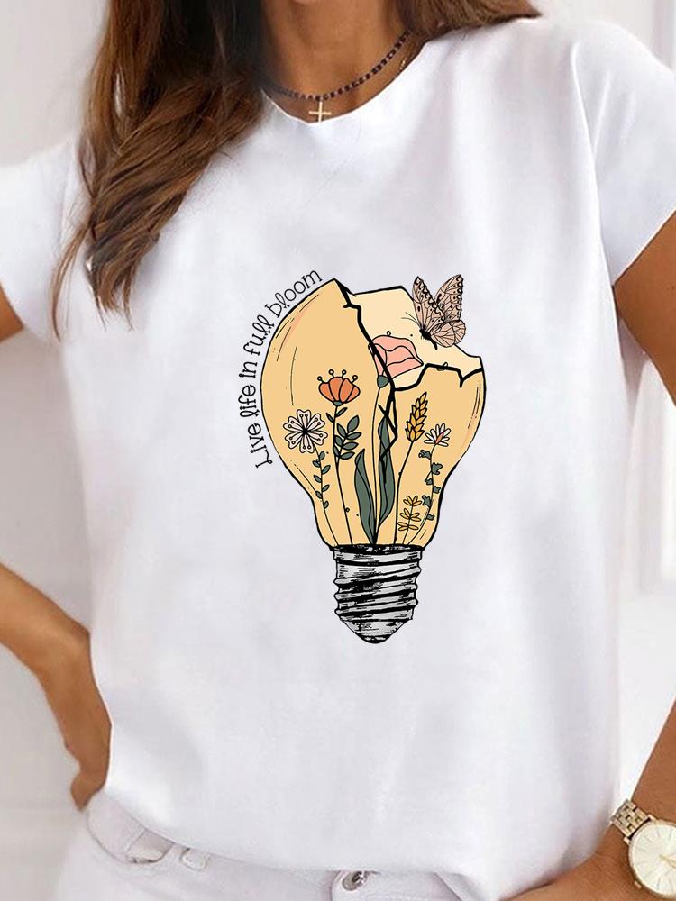 Женская одежда Bee Love Style Надпись Принт на одежде Футболка с коротким рукавом Летний топ Футболка Базовая модная графическая футболка