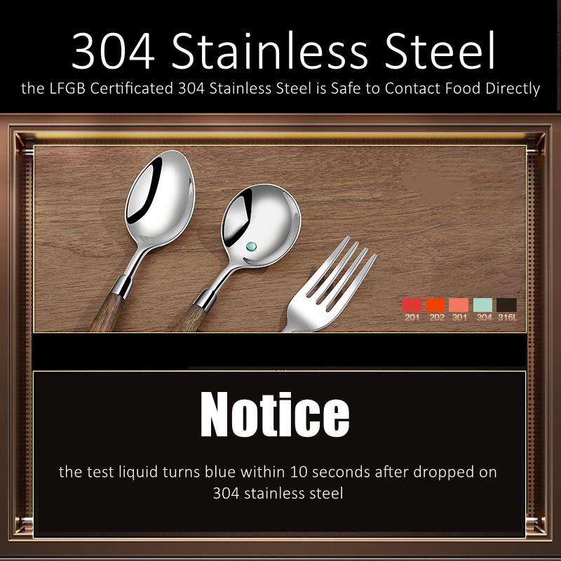 Ложка и вилка с ручкой из орехового дерева, сертификат LFGB, столовые приборы из нержавеющей стали 304, классические столовые приборы для семейного банкета на Рождество