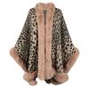 Women Autumn Winter Loose V-Neck Bat Sleeve Cardigan Leopard Knitwear Sweater Cross Border Cloak